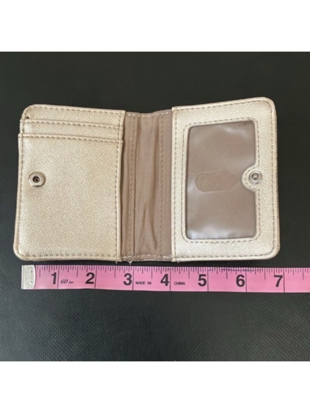 Metallic Compact Bifold Wallet w/ Snap closure, RDIF Blocking, Zipper coin purse - Picture 8 of 8